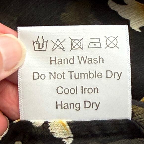 NWT o.p.t. Black Sheer Floral Ruched Mock Neck S Blouse MSRP $128 Cottagegoth - Picture 8 of 8